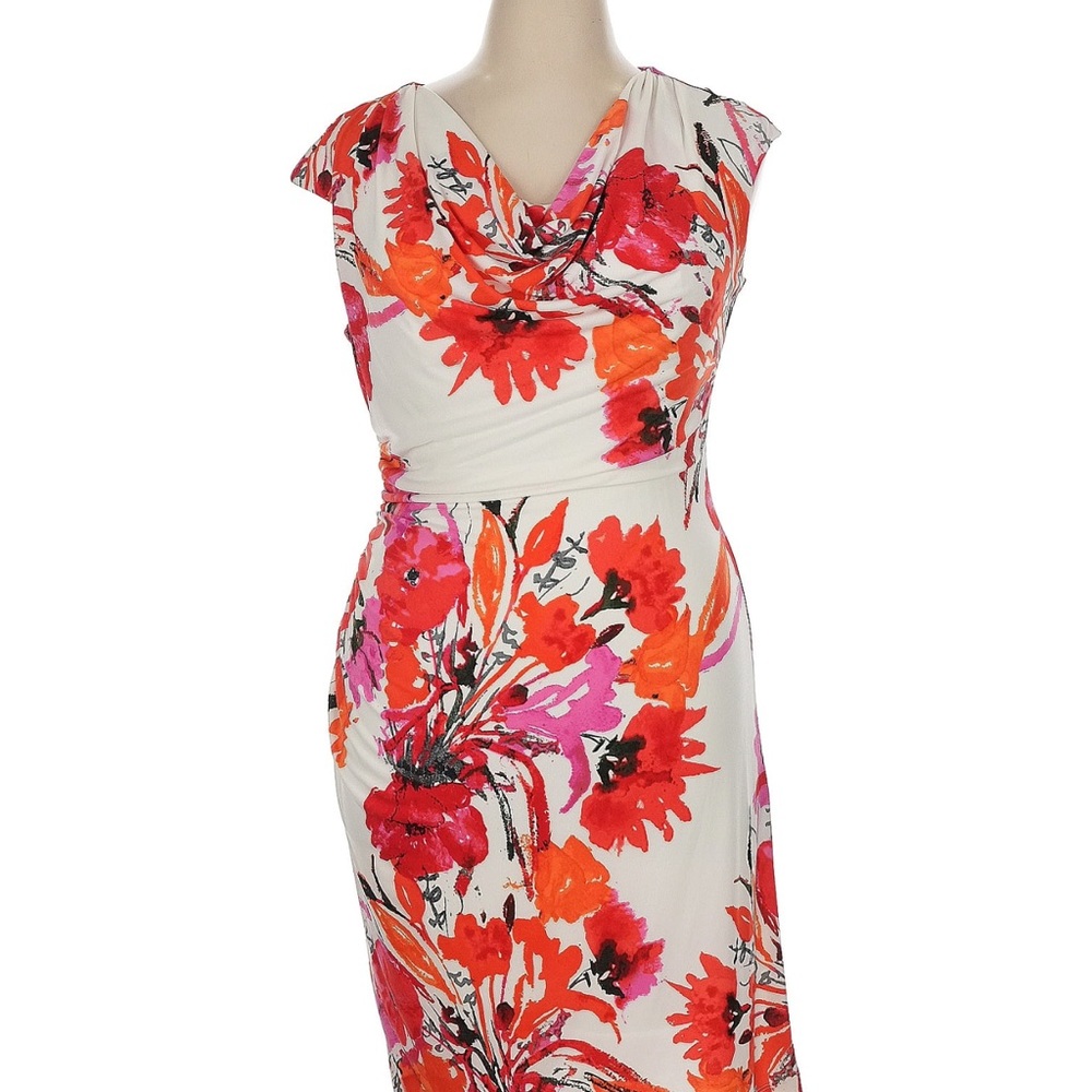 Ronni Nicole Red and Orange Ruched Sheath Dress